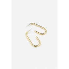 Chantaky 027 K700 Gümüş Dikdörtgen Altın Tek Ebat Küpe