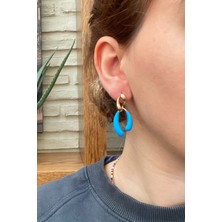 Chantaky 028 2502 Mavi Altın Kaplama Küpe Mavi Tek Ebat