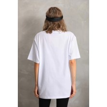 Drgy Unisex Taş Desenli Oversize T-Shirt - Beyaz