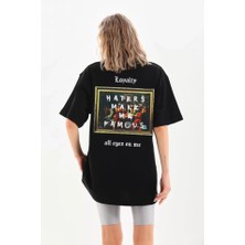 YS Innovation Unisex Baskılı Oversize T-Shirt - Siyah