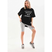 YS Innovation Unisex Baskılı Oversize T-Shirt - Siyah