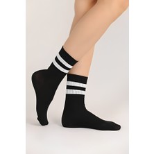 Socks And More Çizgili Kolej Tenis Siyah 5'li Çorap Seti Unisex Sm