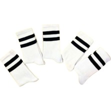 Socks And More Çizgili Kolej Tenis Beyaz 5'li Çorap Seti Unisex Sm