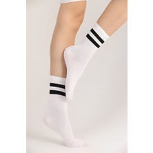 Socks And More Çizgili Kolej Tenis Beyaz Tekli Çorap Paketi Unisex Sm