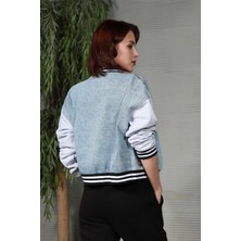 Kadın Kolları Şardonsuz 3İp Kot Mont Gri - 4393