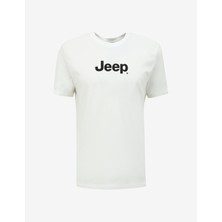 Jeep Kırık Beyaz Erkek Bisiklet Yaka Baskılı T-Shirt J4SM-TST7246