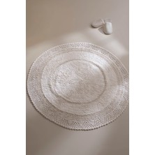 Moon Yuvarlak Banyo Paspası %100 Pamuk 120x120 Ekru