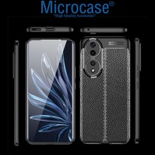 Microcase Honor 90 Leather Serisi Deri Efekt Silikon Kılıf - Siyah AL3337