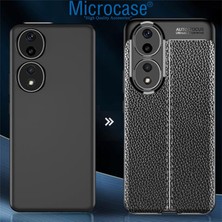 Microcase Honor 90 Leather Serisi Deri Efekt Silikon Kılıf - Siyah AL3337