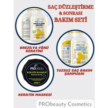 PRObeauty 3lü Brezilya Fönü Keratini ve Sonrası Bakım Seti Keratin, Tuzsuz Şampuan. Keratin Maskesi