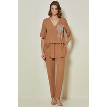 Guitar V Yaka Vizon Keten Tunik