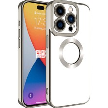 Apple iPhone 15 Pro Kılıf Logo Yeri Açık Kamera Lens Korumalı Renkli Kenarlı Şeffaf Silikon Titanyum