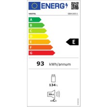 Vestel SBA16011 134 Lt E Enerji Sınıfı Statik Soğutucu Ankastre Buzdolabı