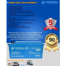 Megacell 12.8V 220AH (Bluetooth) Lifepo4 Lityum Demir Fosfat Akü(Abs Kasa)