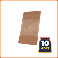 Food Pack Doypack Geniş Pencereli Kraft 13X22,5 cm - 10 Adet