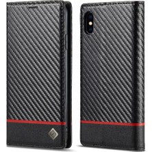 MY Boutique1 Iphone Xs Max Manyetik Karbon Fiber Deri Folio Flip Case (Yurt Dışından)