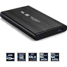 2.5 Inç Usb 3.0 Sata Harddisk Hdd Kutusu 5 Gbps  Kılıf  Siyah Aluminyum Metal Kasa