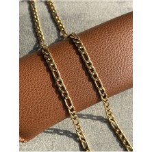 CAPO By Aytaç Yamaç Figaro Model Çelik Örme Zincir Kolye 316L Çelik Kolye Altın Rengi 5mm 60CM