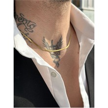 CAPO By Aytaç Yamaç Altın Italyan Yassı Zincir Kolye Paslanmaz Altın Rengi Çelik Kalınlık 3mm Uzunluk 50CM