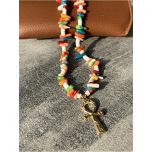 CAPO By Aytaç Yamaç Antik Mısır Ankh Sembolü Kolye Uçlu Mercan Taşlı Çakra Kolye