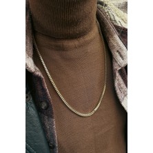 CAPO By Aytaç Yamaç Altın Kalın Zincir Kolye Paslanmaz Altın Rengi Çelik Kalınlık 3mm Uzunluk 65CM