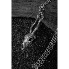 CAPO By Aytaç Yamaç Motorcu Tarzı Impala Kurukafa Kolye Zincir Uzunluk 70CM