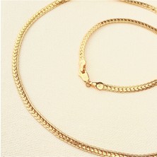 Kyver Örgü Zincir Kolye Vintage Hasır Yassı Örme Çelik Kararmaz Xuping Vip Seri Ürün Rose 50 cm 4mm