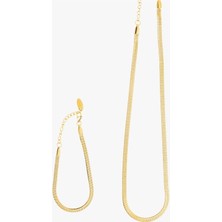 CAPO By Aytaç Yamaç Italyan Yassı Çelik Zincir Kolye Bileklik Set Unisex Çelik Kolye Bileklik