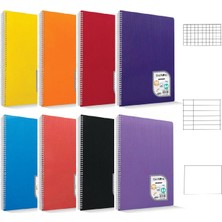 Çınar Colormaxi A4 40 Yaprak Plastik Kapak Spiralli Defter 4 Çizgili +4 Kareli