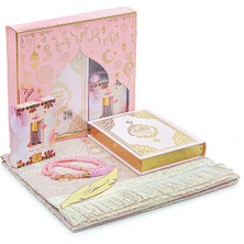 İhvan Online Almanca Mealli Medine Hatlı Kuranı Kerim ve Seccade Seti Pembe