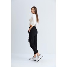 Nurneva Kargo Cepli Gofre Pantolon Siyah