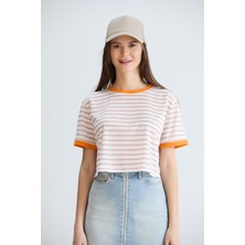 Nurneva Çizgili Crop Tshirt
