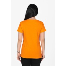 Nurneva Yıldırım Baskılı V Yaka Tshirt Oranj