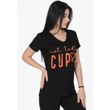 Nurneva Cupid Baskılı V Yaka Tshirt Siyah