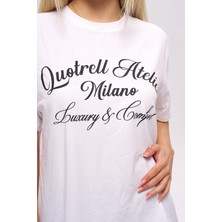 olafre Yazılı Baskılı Kısa Kol T-Shirt, Pamuklu Tişört, Basic, Rahat, Spor,