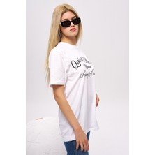 olafre Yazılı Baskılı Kısa Kol T-Shirt, Pamuklu Tişört, Basic, Rahat, Spor,