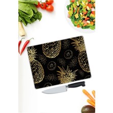 Aylina Ananas Desenli | Cam Kesme Tahtası |  25 x 35 cm