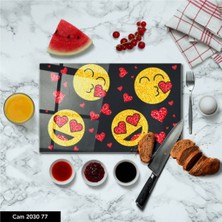 Aylina Cam Kesme Tahtası | Baskılı Kesim Tablası | Temperli | 25 x 35 cm