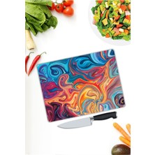Aylina Renkli Tuval  Cam Kesme Tahtası 25 x 35 cm