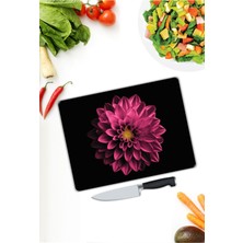 Aylina Pembe Çiçek | Cam Kesme Tahtası |  25 x 35 cm