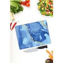 Aylina Mavi Tuval Cam Kesme Tahtası 25 x 35 cm