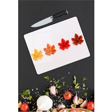 Aylina Renkli Yapraklar | Cam Kesme Tahtası |  25 x 35 cm