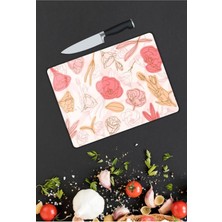 Aylina Çiçek Cam Kesme Tahtası|  25 x 35 cm