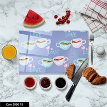 Aylina Cam Kesme Tahtası | Baskılı Kesim Tablası | Temperli  25 x 35 cm
