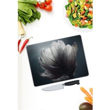 Aylina Beyaz Çiçek | Cam Kesme Tahtası |  25 x 35 cm