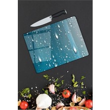 Aylina Su Damlacıkları Desenli Cam Kesme Tahtası   25 x 35 cm