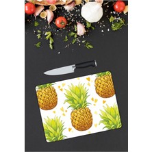 Aylina Ananas Desenli Cam Kesme Tahtası 25 x 35 cm