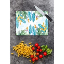 Aylina Renkli Yapraklar | Cam Kesme Tahtası |  25 x 35 cm