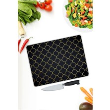 Aylina Sarı Desenler| Cam Kesme Tahtası |  25 x 35 cm