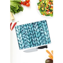 Aylina Mavi Desenler Cam Kesme Tahtası 25 x 35 cm